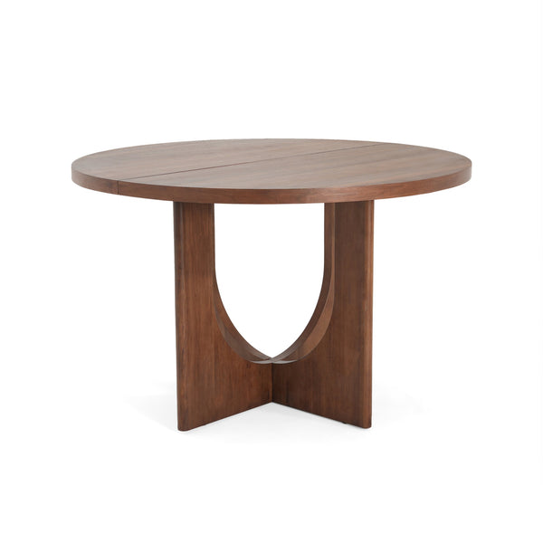 English Elm Christopher Knight Home® - 5PCS Mid-Century Modern Dining Set with Round Wood Table and Upholstered Fabric Chairs, Sleek Design Cappuccino,Walnut 58915.00DGY_N771P240935T