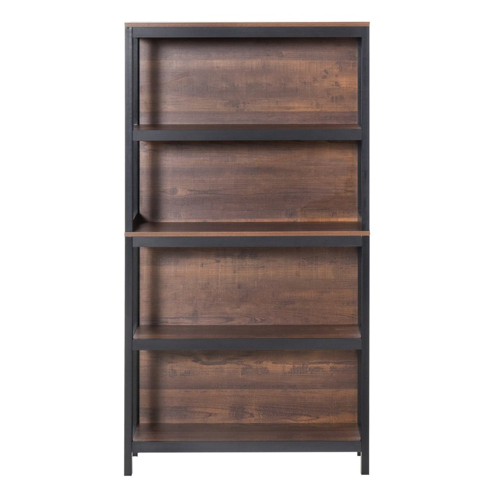 English Elm Rack Industrial Pipe Wall Shelves Steel Frame Wood Grain Open Display for Home Office T3971P387971