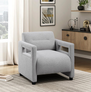 English Elm Luxury Modern Boucle Accent Chair with Plywood Frame, Pocket Coil Support, Foam Padding, 300lb Capacity Gray 30 L x 25 W x 19.5 H B011P304427