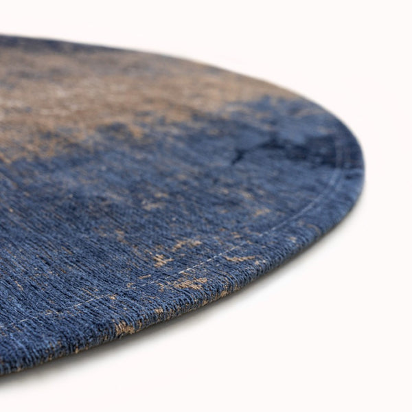 Louis de Poortere Mad Men Cracks Collection Textured Area Rug Geological Motif for Modern Living Spaces Abyss Blue 9'6 x 9'6 120125
