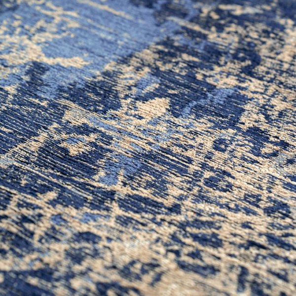Louis de Poortere Mad Men Cracks Collection Textured Area Rug Geological Motif for Modern Living Spaces Abyss Blue 9'6 x 9'6 120125