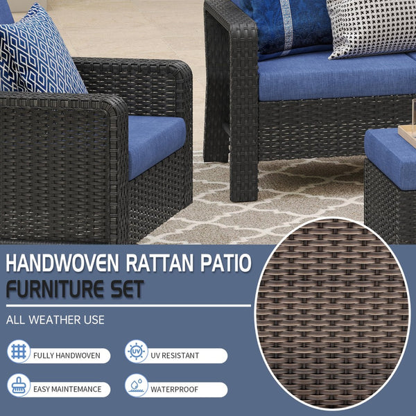English Elm Tl Outdoor Pe Rattan Swivel Lounge Chair Set with Side Table for Patio Deck T5925S00011