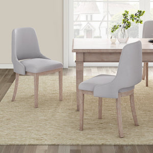 English Elm Wooden Linen Upholstered Dining Chairs Set of 2 — Sturdy Rubber Wood Frame, 300lb Capacity, Farmhouse Appeal Beige+Natural N842P300893A
