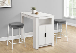 English Elm Dining 48" Counter Height Rectangular Table with Side Storage Cabinet and Open Shelf, Modern Design White 51 L x 27 W x 5 H B2710P286995