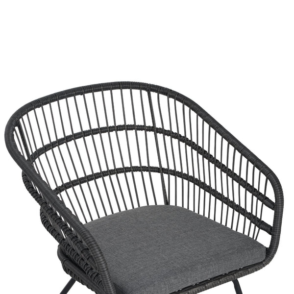 English Elm Christopher Knight Home® - TERRY Rattan Patio Chair Set (2) with Cushions, Gray Iron Frame, 300 lb Capacity, Quick Assembly N762P240844E