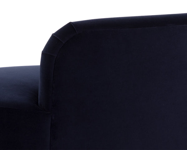 Sunpan Cassey Bench – Contemporary Curved Design with Gold Stainless Steel Base for Stunning Home Appeal Meg Indigo