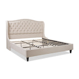 English Elm Coverley Tufted Shelter Platform Bed, King, Sky Neutral Beige Polyester