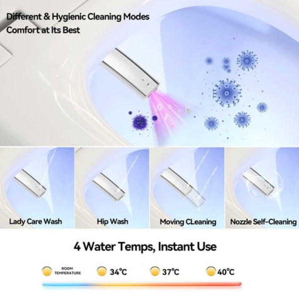 English Elm Unique Smart One Piece Toilet Bidet Heated Seat Auto Flush Warm Air Dryer Spa W3133P384811