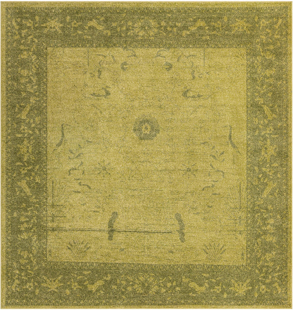 Unique Loom La Jolla Floral Machine Made Floral Rug Green, Green/Light Green 9' 10" x 9' 10"