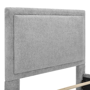 English Elm 1Pc King Size Luxurious Bed Frame With Soft Chenille Upholstery & Hidden Storage For Organized Bedrooms B2741S00545