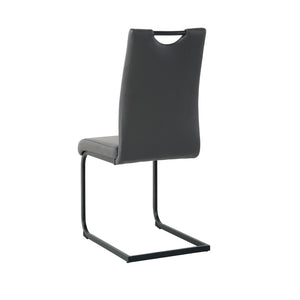 English Elm Modern White Pu Leather Dining Chairs with Black Metal Legs Ergonomic Set of 2 Charcoal+Grey W210P199100