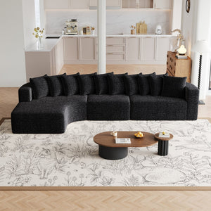 English Elm 131.1-inch Chenille Cloud Curved Sectional with Chaise Memory Foam Cushions 10 Pillows W3505S00012