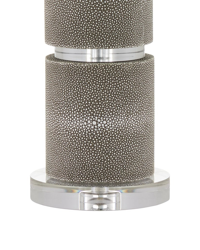 Currey & Company Lofitt Table Lamp - Luxe Faux Gray Shagreen Design With Crystal Accents And Woven Linen Shade, 30" Tall Gray Faux Shagreen ,Crystal 6000-1034-currey-company