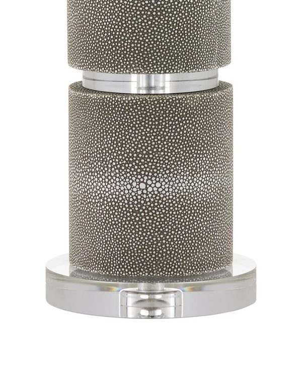 Currey & Company Lofitt Table Lamp - Luxe Faux Gray Shagreen Design With Crystal Accents And Woven Linen Shade, 30" Tall Gray Faux Shagreen ,Crystal 6000-1034-currey-company
