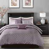 Madison Park Biloxi Transitional 6 Piece Jaquard Duvet Cover Set MP12-3053 Purple