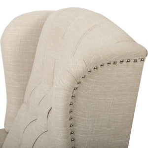 English Elm Charcoal Wingback Pushback Recliner with Button Tufted Diamond Fabric Upholstery Beige N763P410529A