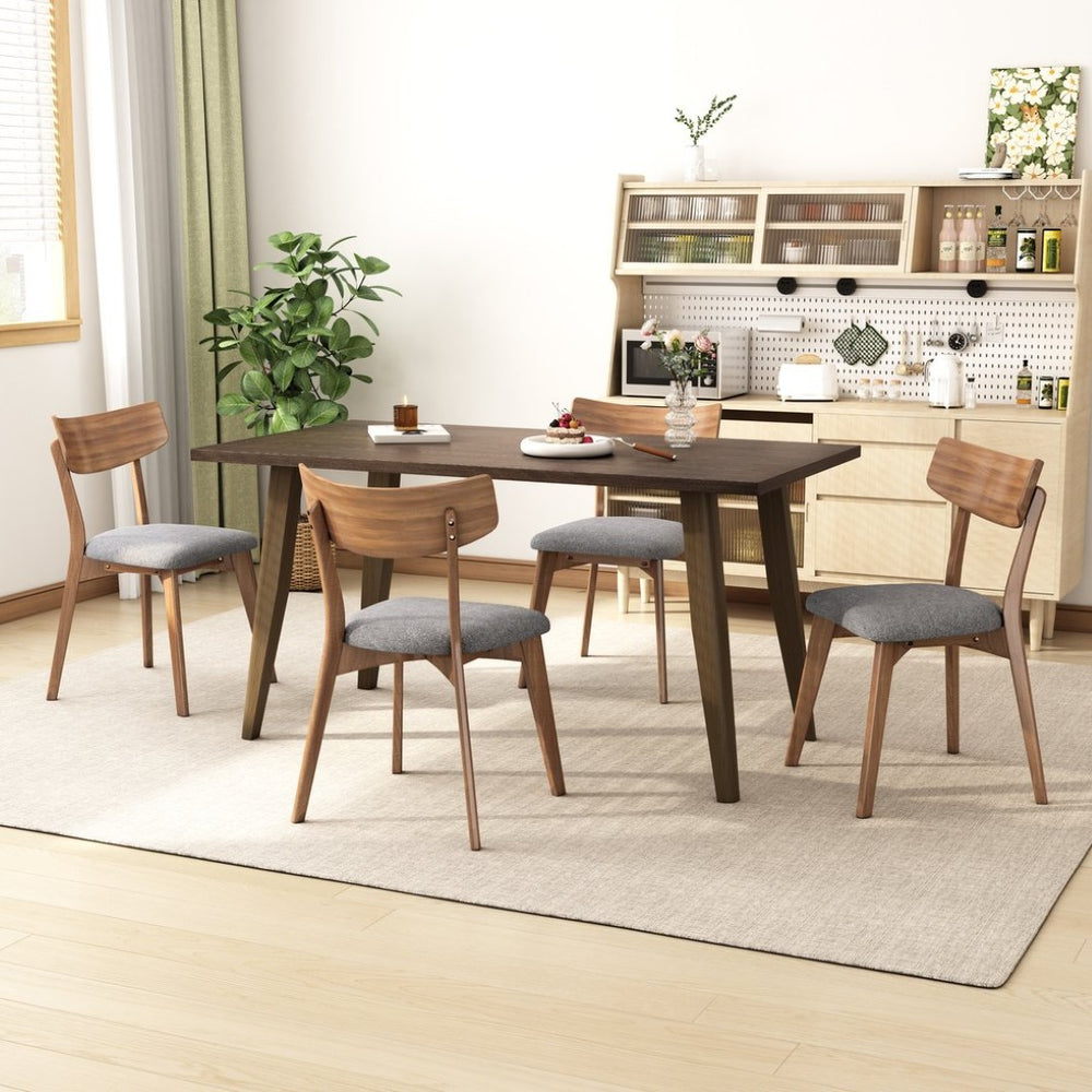 English Elm Mid-century Modern Upholstered Dining Chairs Set of 4 with Rubberwood Splayed Legs Dark Gray,Walnut N768P189387D_4