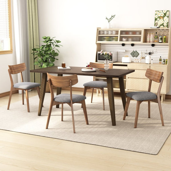 English Elm Mid-century Modern Upholstered Dining Chairs Set of 4 with Rubberwood Splayed Legs Dark Gray,Walnut N768P189387D_4