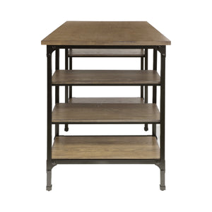 English Elm Modern Counter Height Writing Desk with Industrial Metal Frame and Distressed Wood Shelves, 60" Black,Natural 63.5 L x 32.75 W x 8.75 H B011P232134