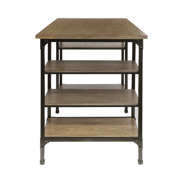 English Elm Modern Counter Height Writing Desk with Industrial Metal Frame and Distressed Wood Shelves, 60" Black,Natural 63.5 L x 32.75 W x 8.75 H B011P232134