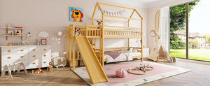 English Elm Full Bunk Bed with Trundle Bookshelf Storage Pine Frame Car Design for Kids W1580S00301