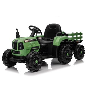 English Elm Ride on Electric Tractor Toy with Trailer 24v 400w Dual Motors Remote Control Led Emerald W1578P194690