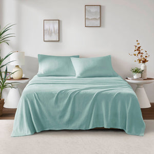 JLA Home True North by Sleep Philosophy - Micro True North Soloft Micro Plush Sheet Set – Brushed Both Sides, Lightweight Warmth, OEKO‑TEX Safe Comfortable Care Aqua BL20-0604