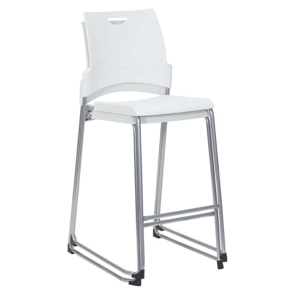 OSP Home Furnishings Tall Stacking Counter Height Chair with Steel Frame for Breakrooms and Training Spaces White DC8309C411