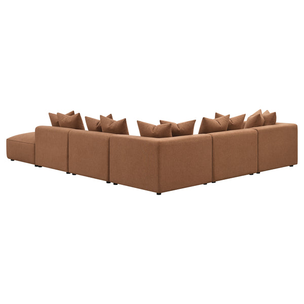 English Elm Colleen Terracotta Modular Sectional Sofa — 6-Piece Contemporary Tight Seat, Armless Chairs & Ottoman (154" W) B062S01210
