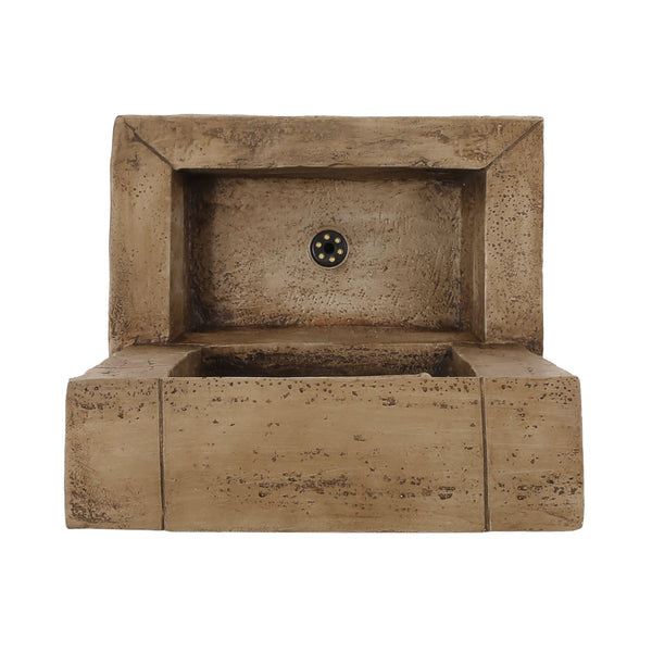 English Elm Christopher Knight Home® - 35.25" Hand Crafted Weather-Resistant Floor Fountain with Underwater Lights, Wall Tower Accent, Brown 71774.00LBRN