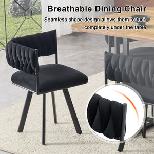 English Elm 7-piece Dining Set Tufted Velvet Chairs Melamine Table Modern Farmhouse Kitchen W3875S00040