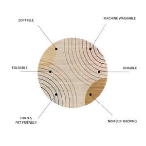 English Elm RABBIT Washable Non-Slip Round Rug 41" Ivory & Gold Polyester Foldable Durable Kid Pet Friendly B186P261393