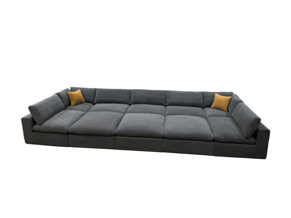 English Elm Coffee Bean Textured Modular Sectional Sofa with Toss Pillows for Modern Living Rooms Light Gray B2748S00076