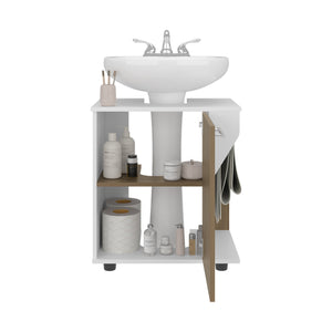 English Elm Phillips Under Sink Cabinet with Cut-Out Back for Pipes, Double Door Wide Freestanding Oak Storage B200P368125