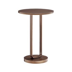 English Elm Tareel Sculptural Antique Bronze Round Accent Table with Open Oval Pedestal, 15.75" Top, Versatile B050P364436