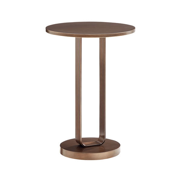 English Elm Tareel Sculptural Antique Bronze Round Accent Table with Open Oval Pedestal, 15.75" Top, Versatile B050P364436