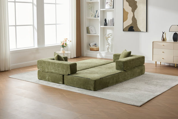 English Elm UNITED Folding Sofa Bed with Removable Cover Zipper, Chenille Memory Foam Sleeper for Small Spaces Green W1568P293807