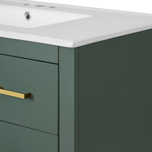 English Elm 36'' Bathroom Vanity with Ceramic Sink Combo Solid Wood Frame Soft-Closing Drawers Ample Storage Elegance Green N710P243327F