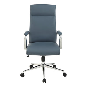 OSP Home Furnishings High Back Ergonomic Manager Chair with Antimicrobial Fabric Chrome Arms and Lumbar Support High Blue 920350C-R105
