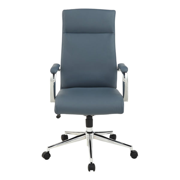 OSP Home Furnishings High Back Ergonomic Manager Chair with Antimicrobial Fabric Chrome Arms and Lumbar Support High Blue 920350C-R105