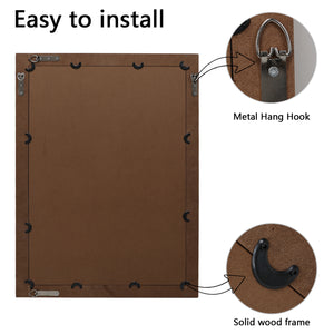 English Elm 22x30 Wood Framed Mirror Antique Natural Farmhouse Wall Mounted Rectangle Vanity Mirror with Beaded Trim for Bathroom Bedroom Hallway W2295P290649