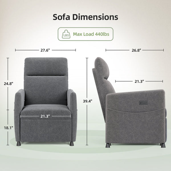 English Elm Electric Velvet Recliner Chair with Power Lift, High-Density Foam, Footrest & Space-Saving Grey Comfort W3659P335425