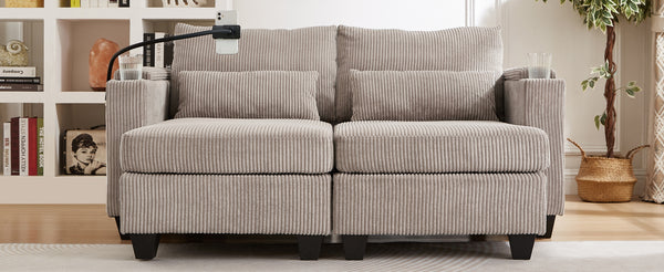 English Elm Convertible Chaise Lounge 63" Loveseat Sofa Bed With Usb Ports, Cup Holders & Storage For Small Spaces N719S002020D