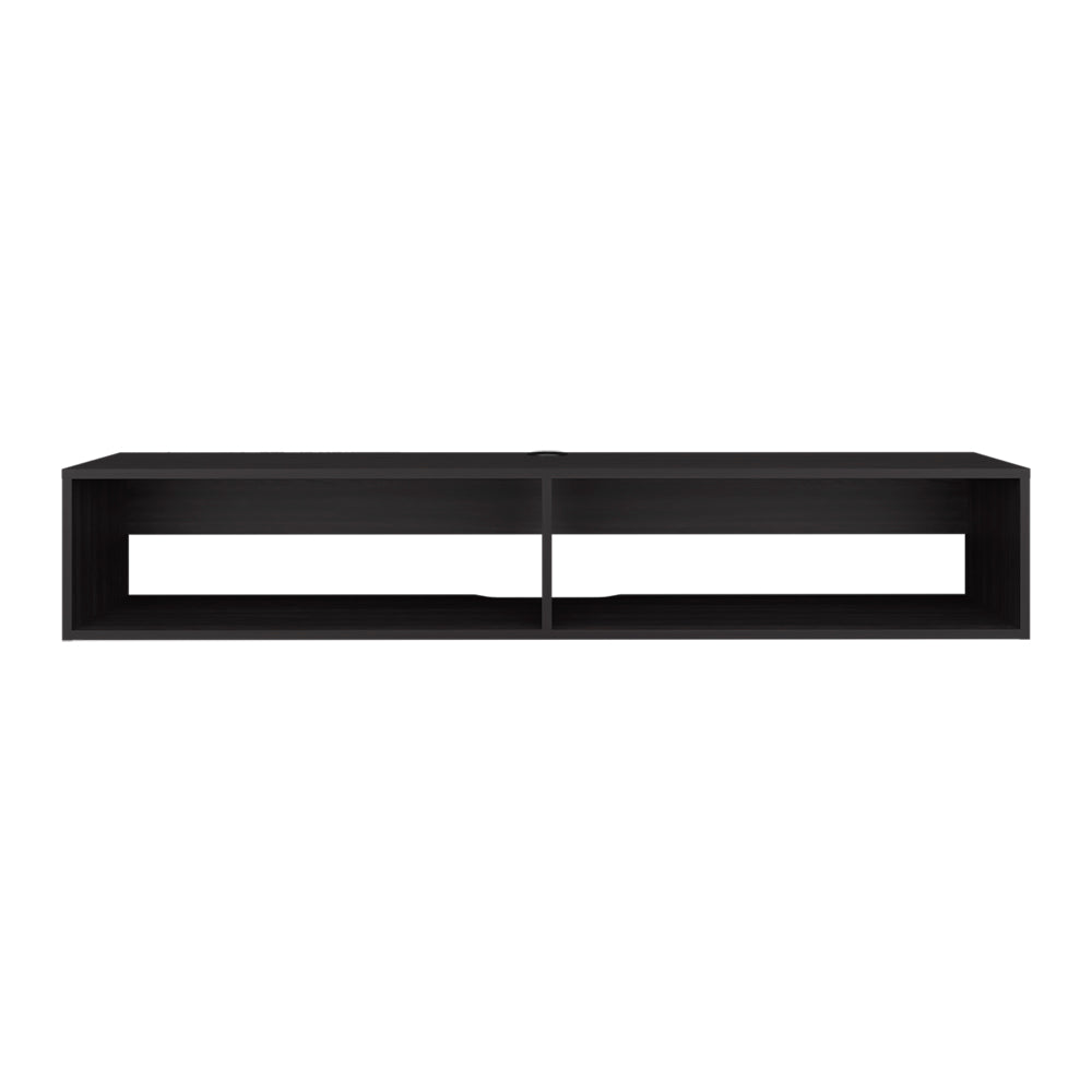 English Elm Fallston Wall-Mounted TV Stand Black — Sleek Floating Engineered Wood Media Console for Small Spaces B092P254738