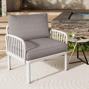 English Elm Christopher Knight Home® - Outdoor Patio Club Chair - Modern Waterproof Seating With Thick Cushions For Stylish Relaxation N780P199454W