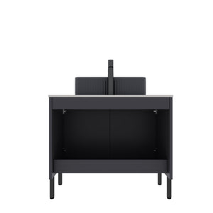 English Elm TURIO 30" Freestanding Bathroom Vanity with Carrara Marble Top, Soft-Close Doors & Ample Storage Black W2615P293844