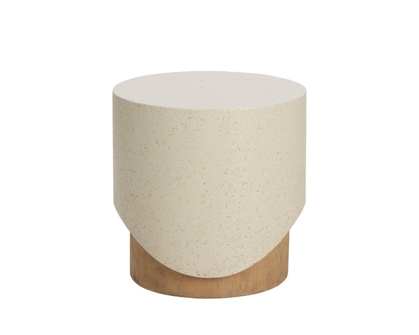 Sunpan Patras End Table – Sculptural Concrete Design with Textured Top, Perfect for Indoor & Outdoor Spaces