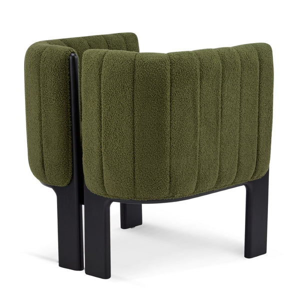 English Elm Dining Chair Set of 4 Olive Boucle Upholstered with Matte Black Rubberwood Legs N779P341494G-2
