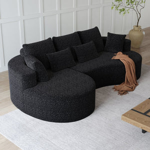 English Elm Modern Chenille Cloud Sectional Sofa with Deep Cushions and 7 Pillows for Living Room W834S00485