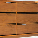 55.1" Solid Wood 6-Drawer Chest with Gallery Caramel LEEBDCA-T Walker Edison